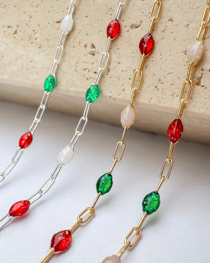 Heritage Italian Enamel Sunburst Paperclip Permanent Jewelry Chain