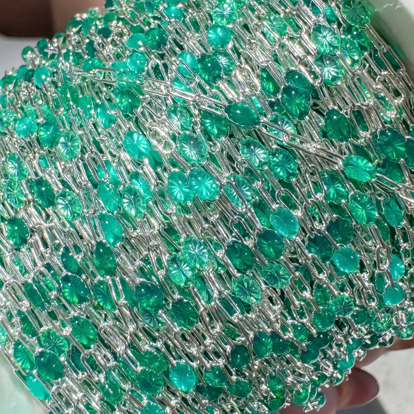 Emerald City Ombre Italian Enamel Paperclip Chain