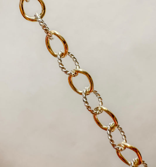 14k Gold Filled & .925 Sterling Silver Mixed Metal Cable Permanent Jewelry Chain by the foot