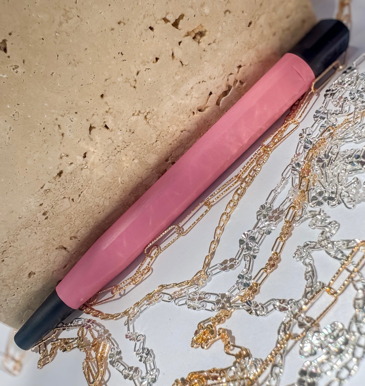 Pink Fiberglass Scratch Brush for Permanent Jewelry