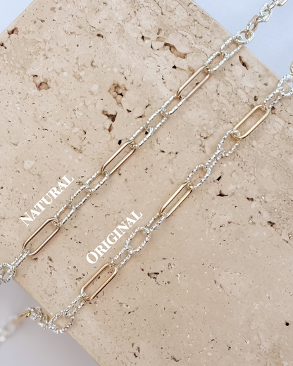 Mixed Metal Elongated Link Chain for Permanent Jewelry | Diamond Cut - NATURAL GOLD FILLED