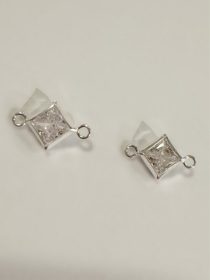 4mm White 3A CZ Diamond Shape Bezel Permanent Jewelry Connector (Quantity 2)