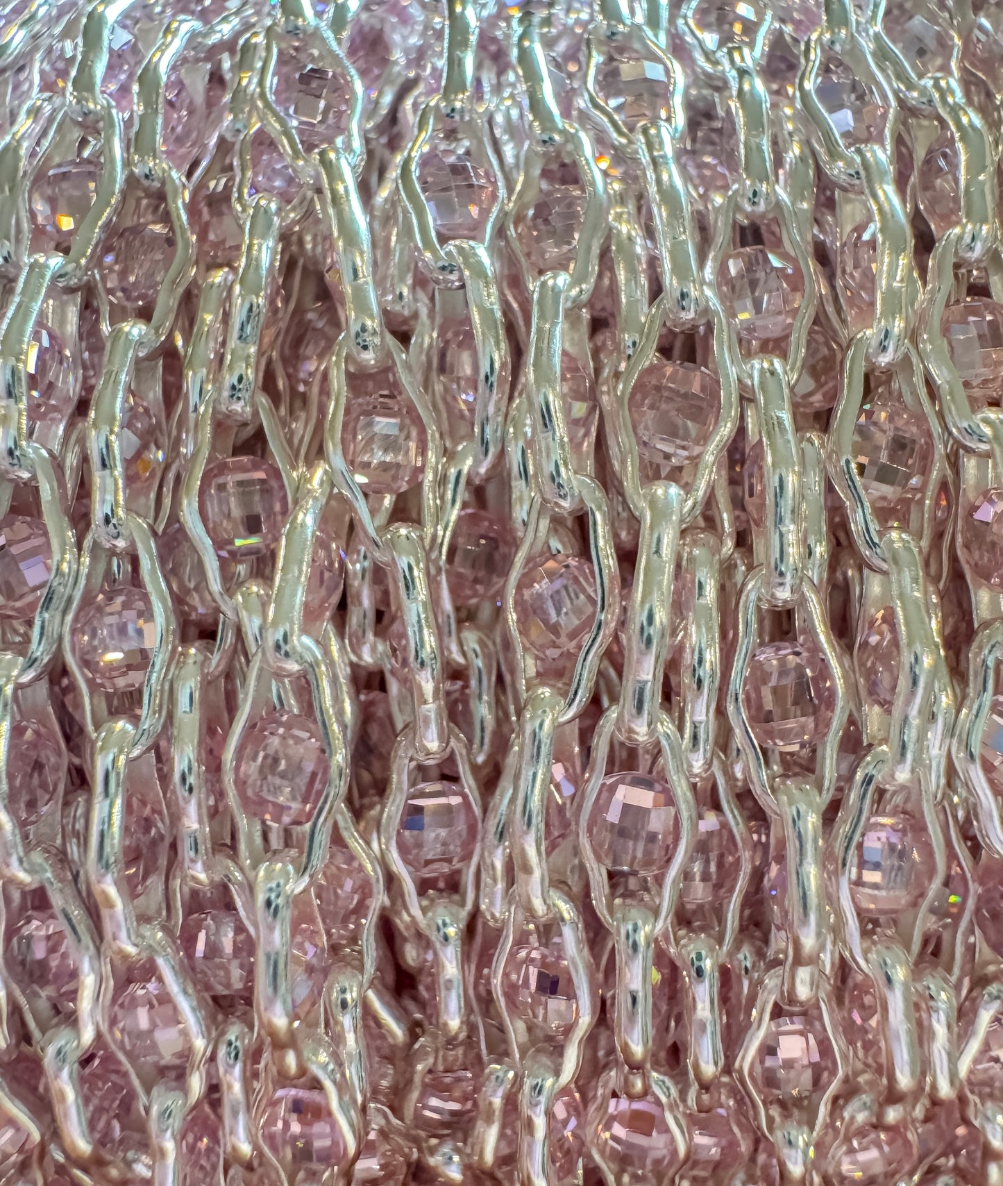 .925 Sterling Silver PINK “Luce di Luna” CZ Permanent Jewelry Chain