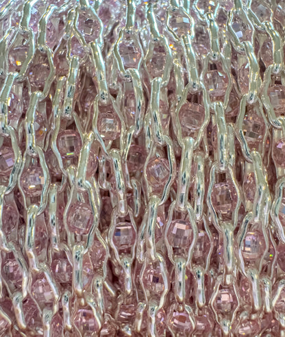 .925 Sterling Silver PINK “Luce di Luna” CZ Permanent Jewelry Chain