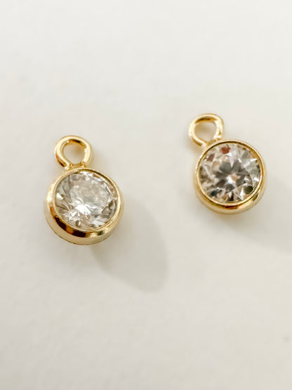 3mm White 3A CZ Round Permanent Jewelry Drop Charms (Quantity 2)