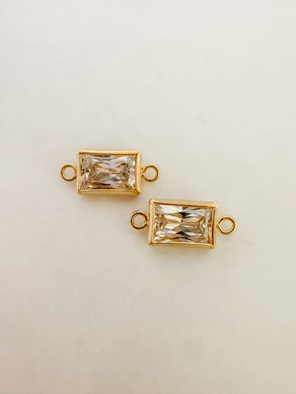 Rectangle Bezel Baguette Permanent Jewelry Connectors – Set of 2