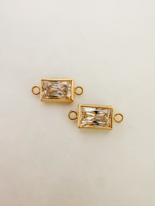 Rectangle Bezel Baguette Permanent Jewelry Connectors – Set of 2