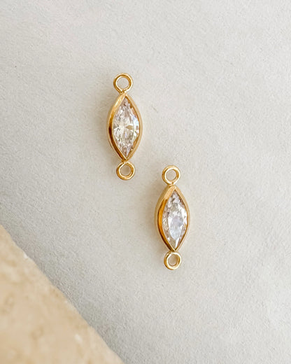 Marquise 3x6mm Bezel CZ Birthstone Connectors (Full Set)