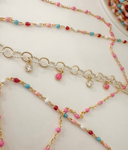 3mm Hot Pink Bello Opal (Synthetic) Round Permanent Jewelry Drop Charms (Quantity 2)