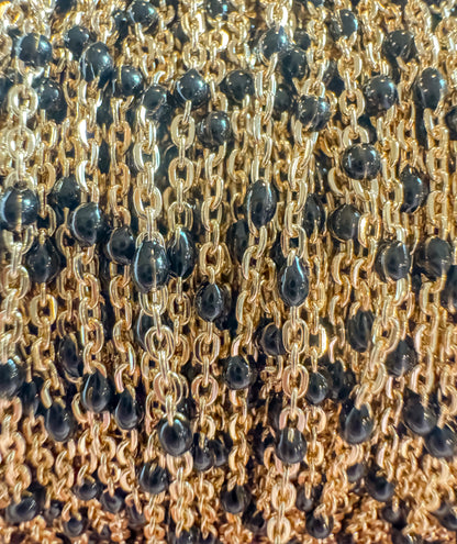 14k Gold Filled “Boss Black” Enamel Permanent Jewelry Chain