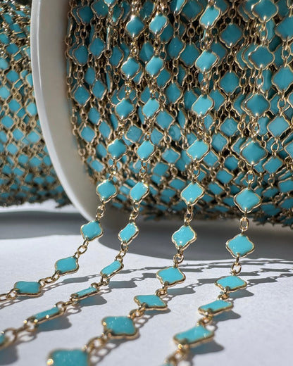 Clover Chain - Turquoise Italian Enamel