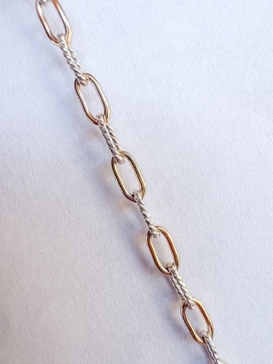 14k Gold Filled & .925 Sterling Silver Mixed Metal Paperclip Permanent Jewelry Chain by the foot