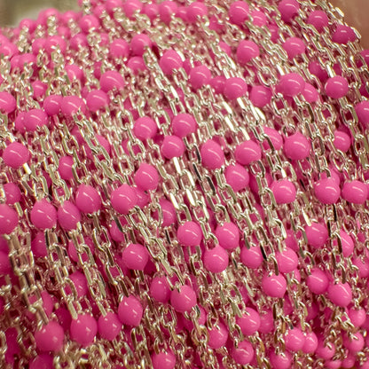 “Pop Pink” Italian Enamel Permanent Jewelry Chain