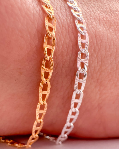 Diamond Cut Flat Mariner Permanent Jewelry Chain