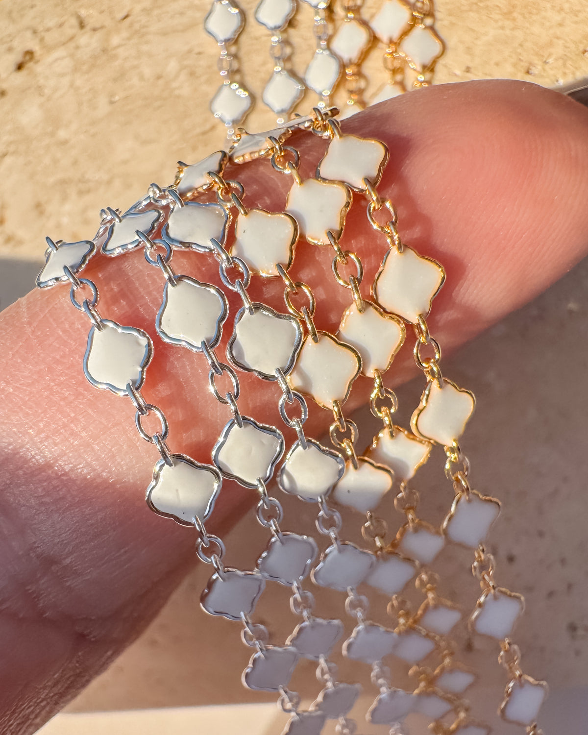 Clover Chain - White Italian Enamel - C106