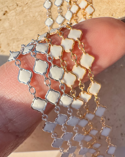 Clover Chain - White Italian Enamel - C106
