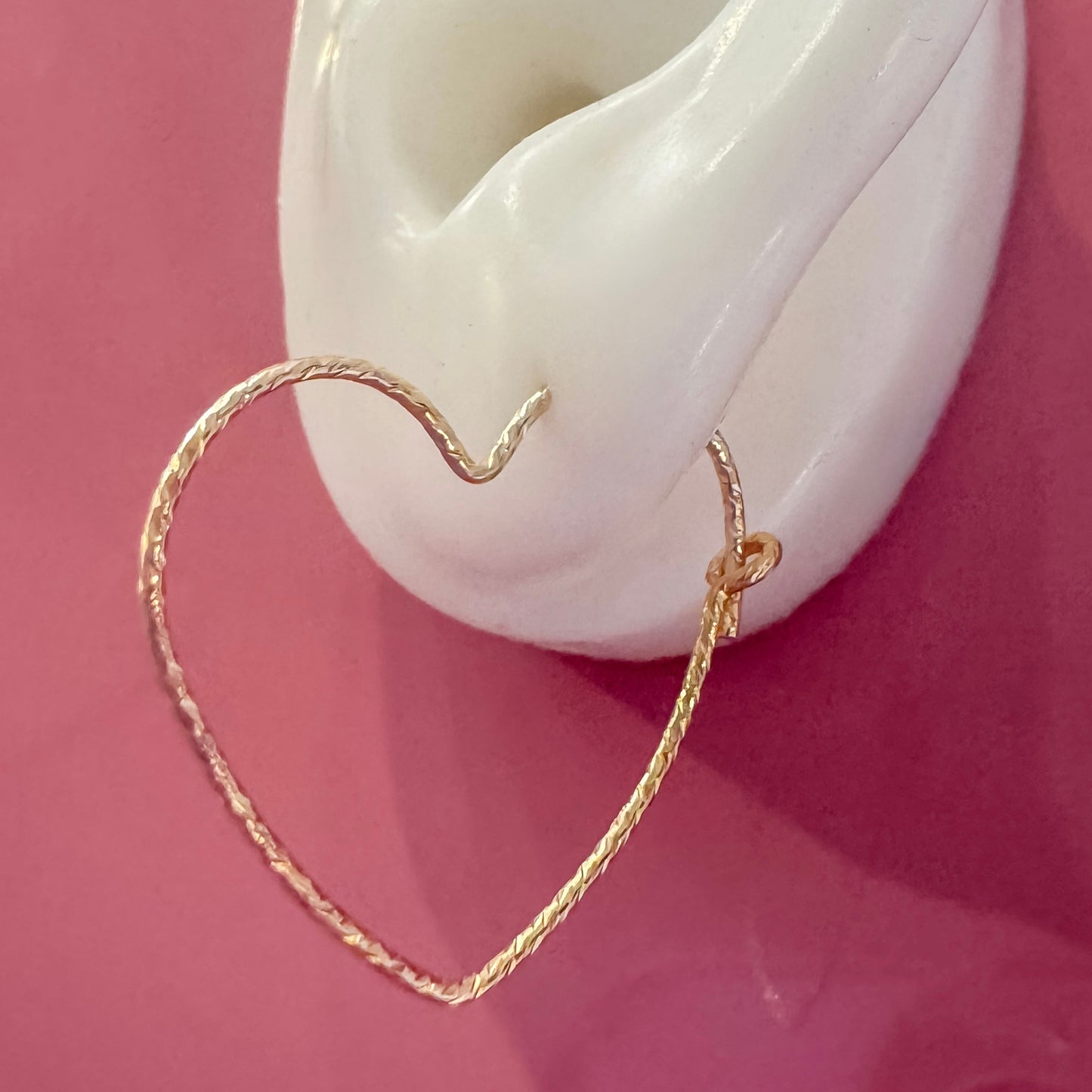 Sparkle Heart Shape Earrings | Gold Filled Heart Hoop Earrings