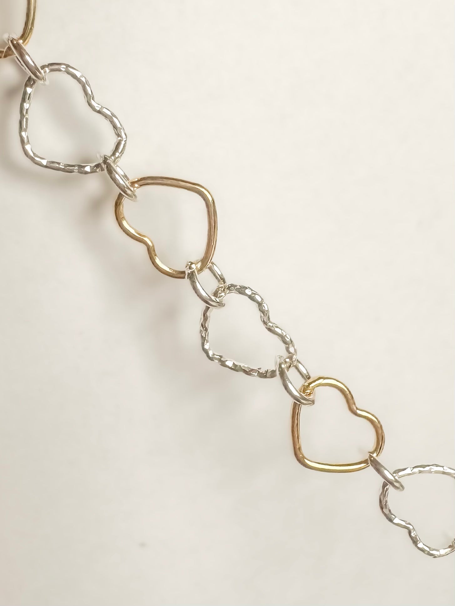 Mixed Metal Heart Chain for Permanent Jewelry | Diamond Cut Sterling ...