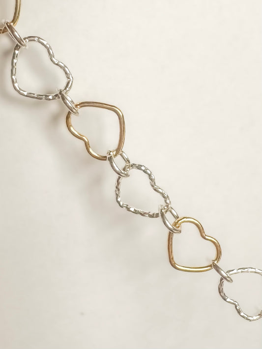 Mixed Metal Heart Chain for Permanent Jewelry