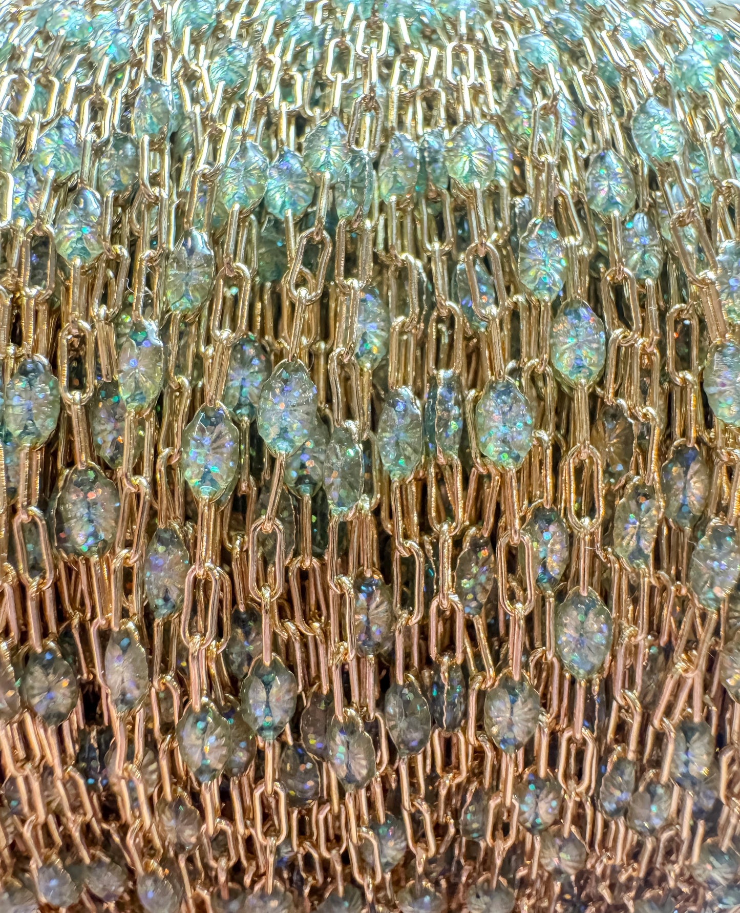 14k Gold Filled “Opalite” Enamel Sunburst Paperclip Permanent Jewelry Chain