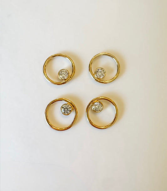 10mm Circle Permanent Jewelry Connector with 3mm CZ – 14K Gold Filled (Set of 4)