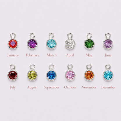 Round 3mm Bezel Set CZ Birthstone Drop Charms - Full Set (12 Total)
