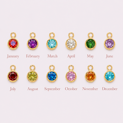 Round 3mm Bezel Set CZ Birthstone Drop Charms - Full Set (12 Total)