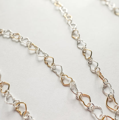 Mixed Metal Heart Chain for Permanent Jewelry