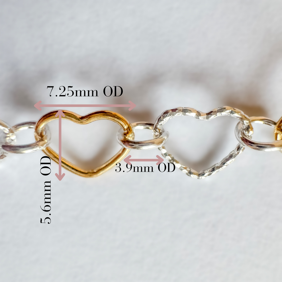 Mixed Metal Heart Chain for Permanent Jewelry | Diamond Cut Sterling ...