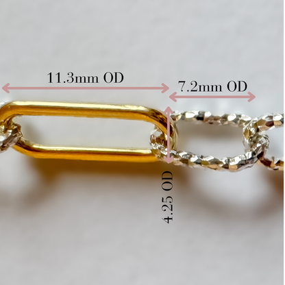 Mixed Metal Elongated Link Chain for Permanent Jewelry | Diamond Cut