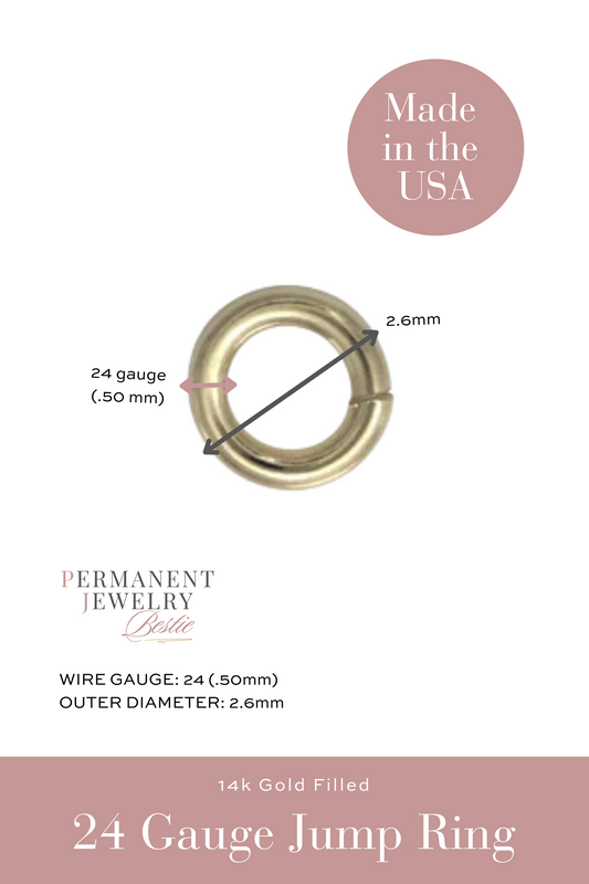 24 gauge, 2.6mm Outer Diameter (OD) Permanent Jewelry Jump Rings