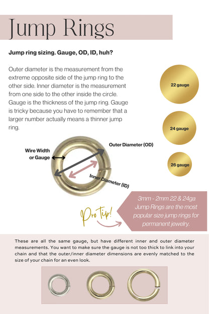 24 gauge, 2.6mm Outer Diameter (OD) Permanent Jewelry Jump Rings