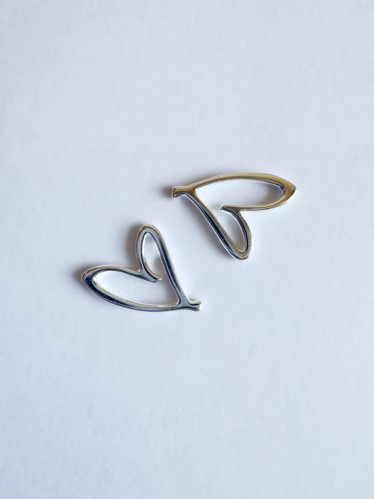 .925 Sterling Silver Script Heart Doodle Permanent Jewelry Connector (x 4)